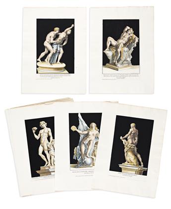(ROMAN STATUARY.) Domenico de Rossi. Group of 13 hand-colored engraved plates from Raccolta di Statue Antiche e Moderne.